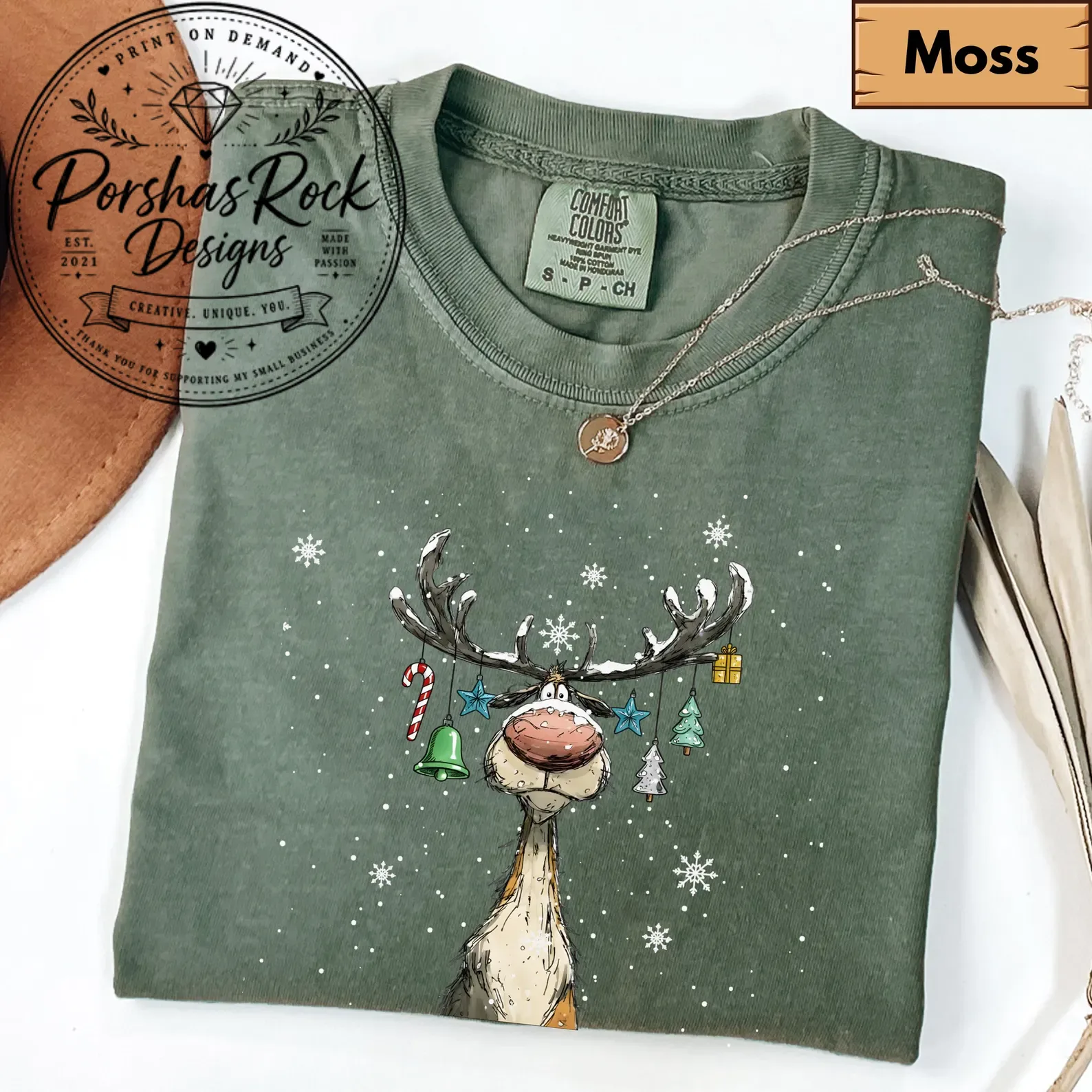 Vintage Reindeer Shirt, Cute Christmas Shirt Comfort Colors®