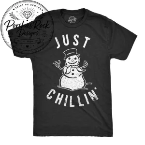 Funny Snowman Christmas T-Shirt: Just Chillin' Festive Tee