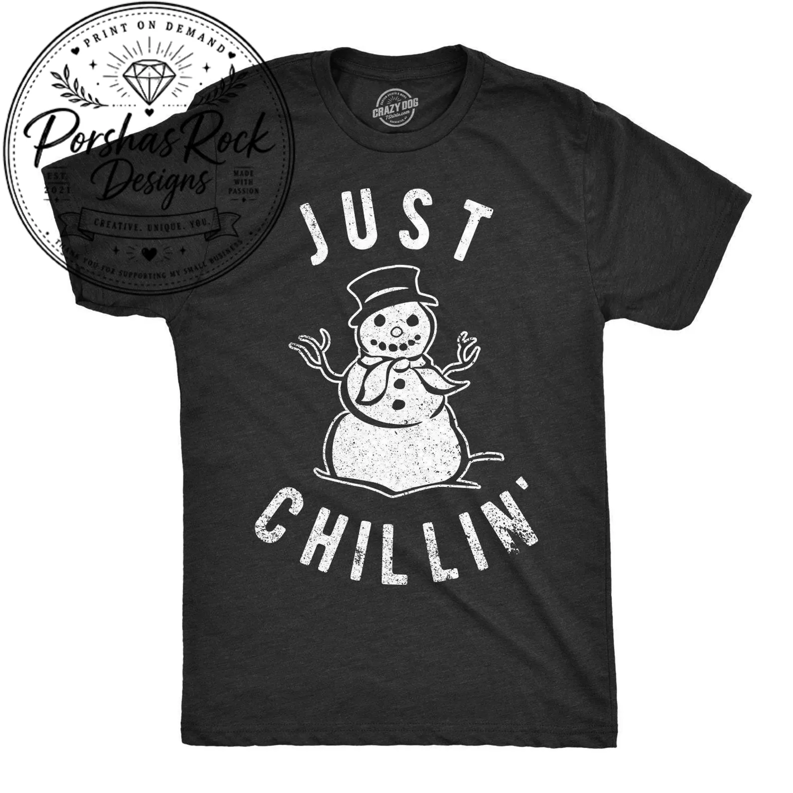 Funny Snowman Christmas T-Shirt: Just Chillin' Festive Tee