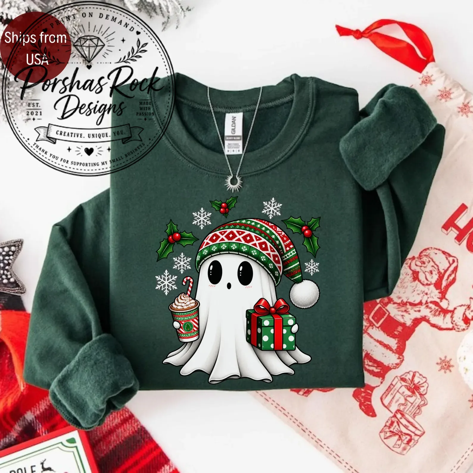 Ghost Santa Christmas Sweatshirt