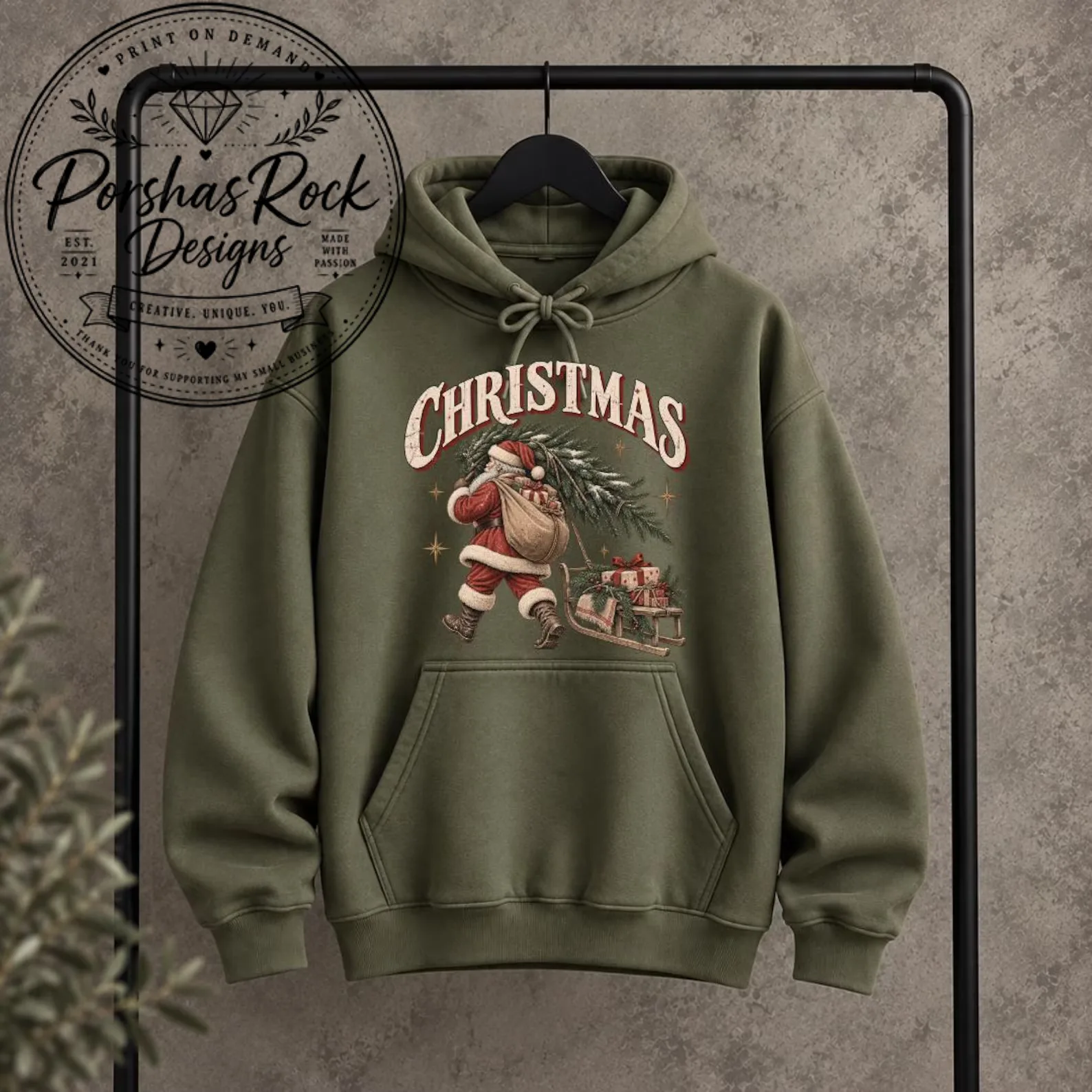 Christmas Hoodie Women, Vintage Santa Claus Hoodie