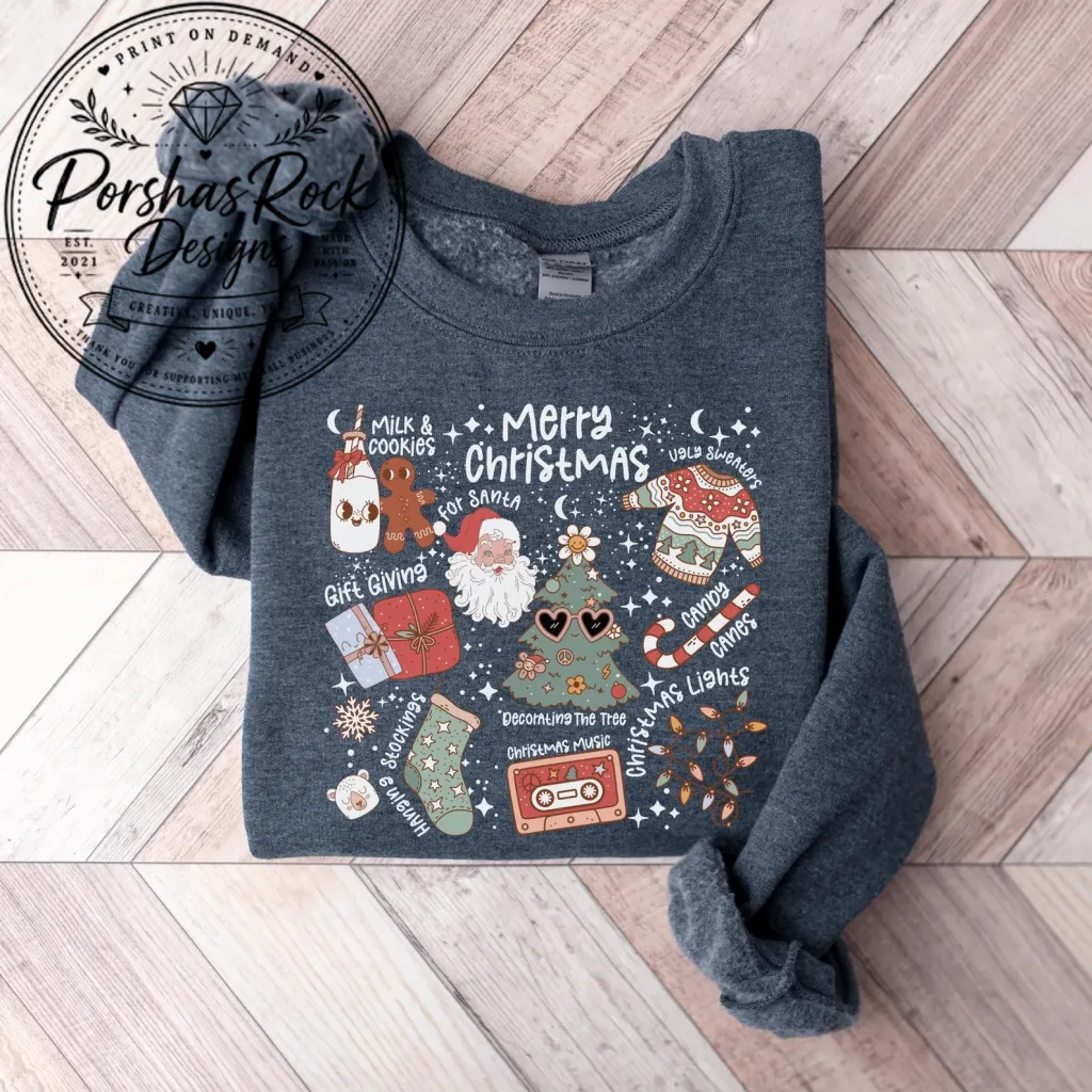 anh 21 giang sinh Retro Christmas Sweatshirt