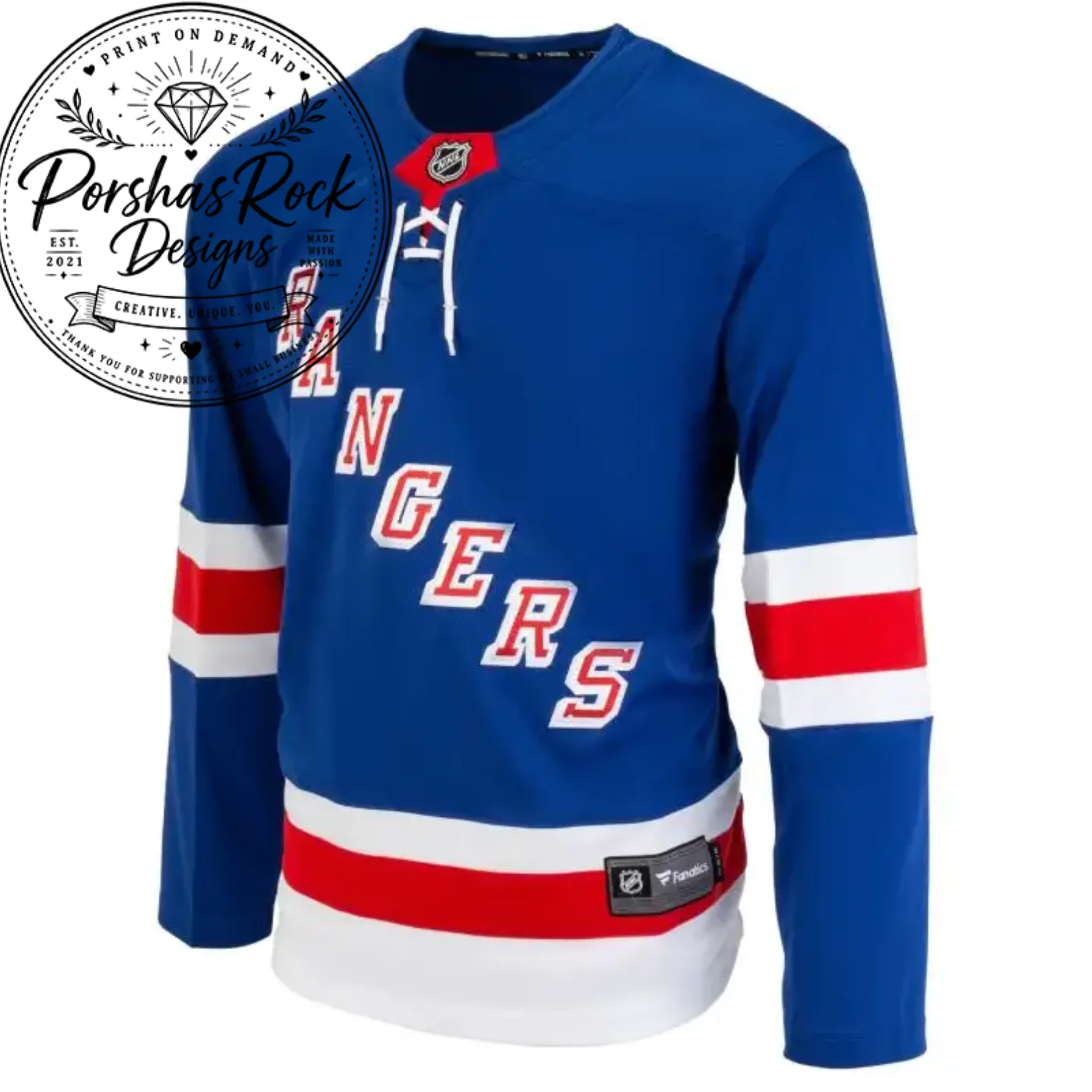 New York Rangers Fanatics Premier Breakaway Blank Adult Hockey Jersey