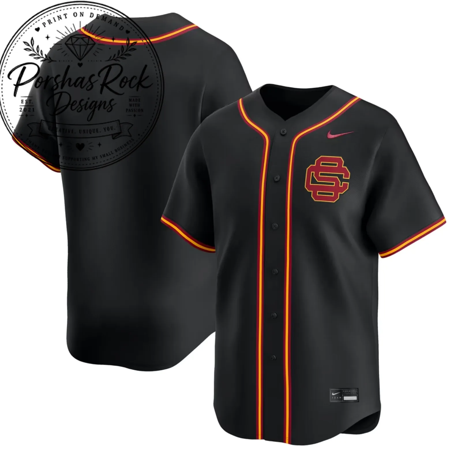 anh 11 jersey di cung Men's Nike Black Baseball Jersey – image 2 of 2