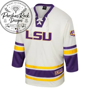 Men's Colosseum Cream LSU Tigers Puck Proud Fashion Hockey Jersey 2 Men's Colosseum Cream LSU Tigers Puck Proud Fashion Hockey Jersey