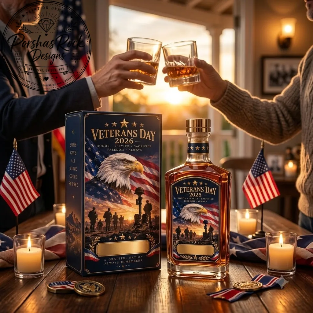 Veterans Day 2026 Personalized Whiskey Bottle, Custom Whiskey Gift
