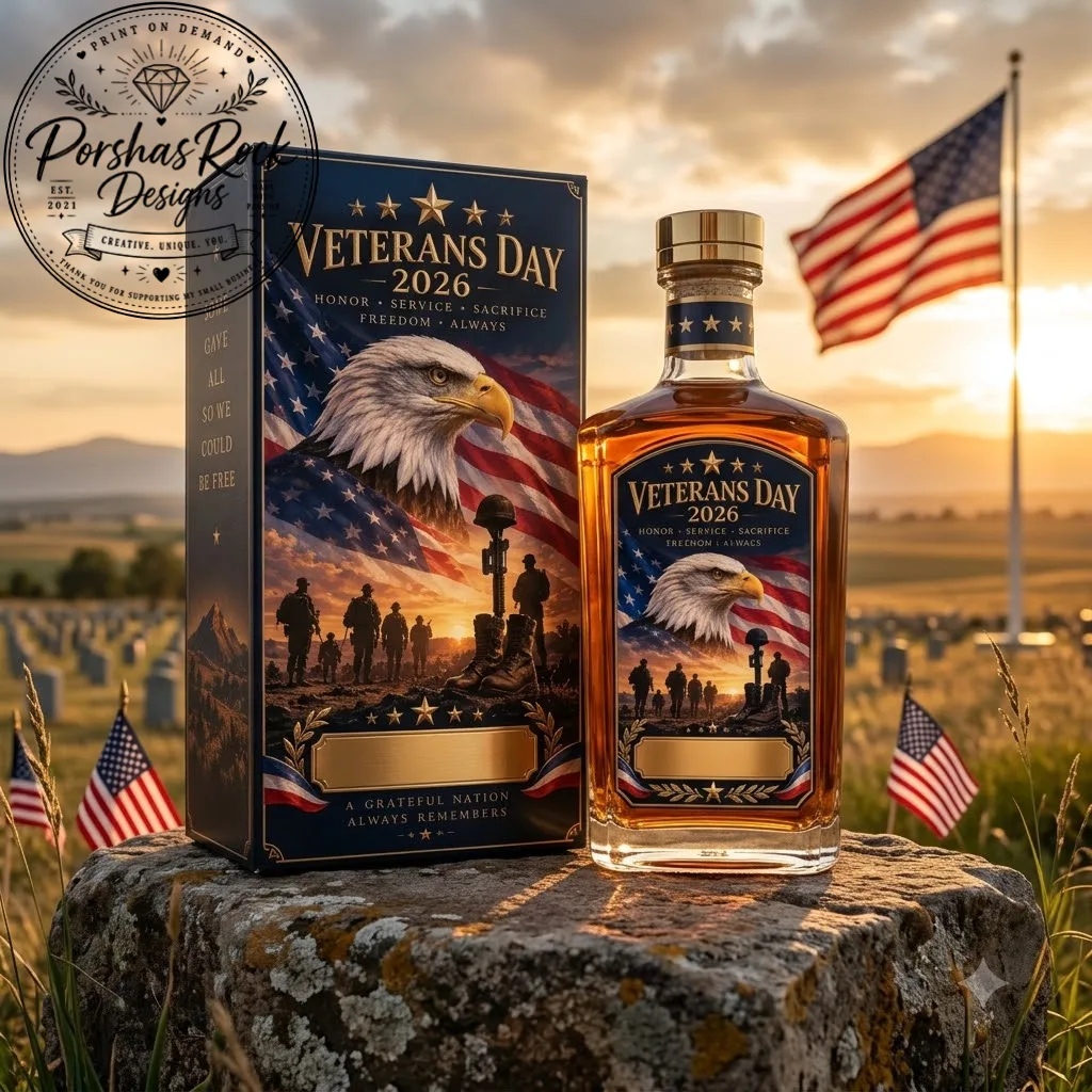 binh ruou 1 dc Veterans Day 2026 Personalized Whiskey Bottle, Custom Whiskey Gift – image 3 of 3